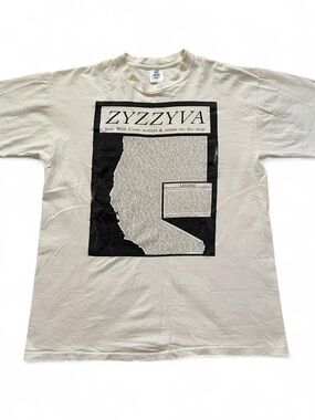 Vintage 1990s ZYZZYVA Graphic Short Sleeve Tee — white mens XL